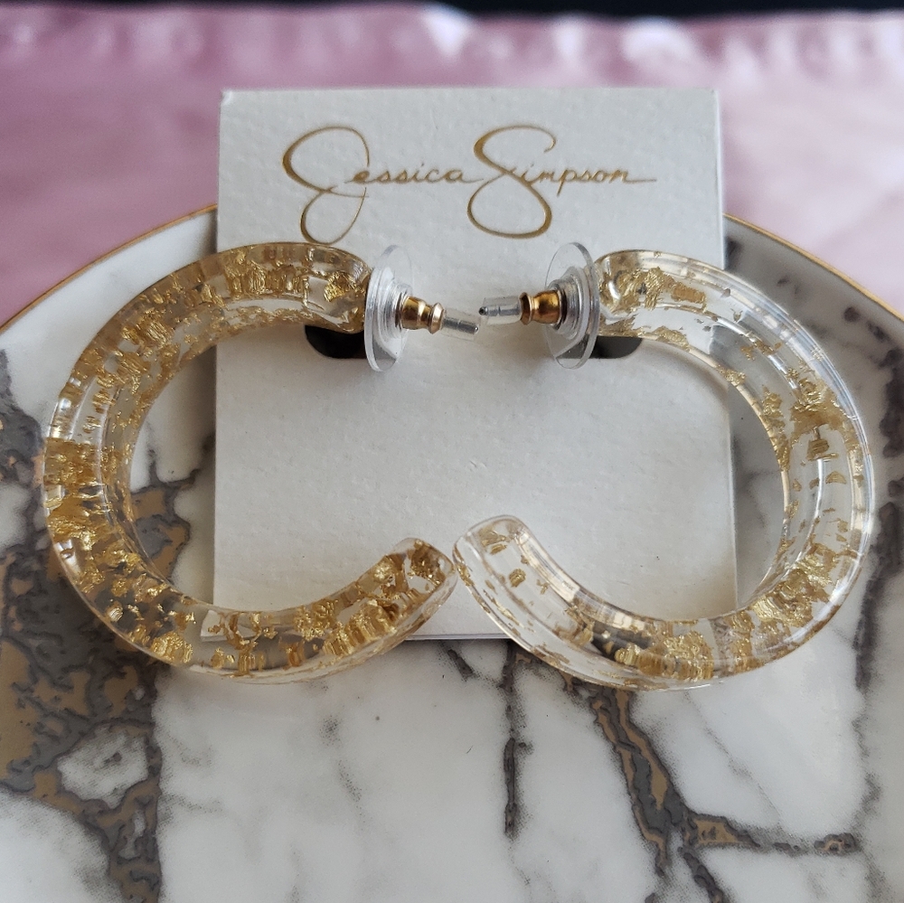 *NEW Jessica Simpson Gold & Clear hoops